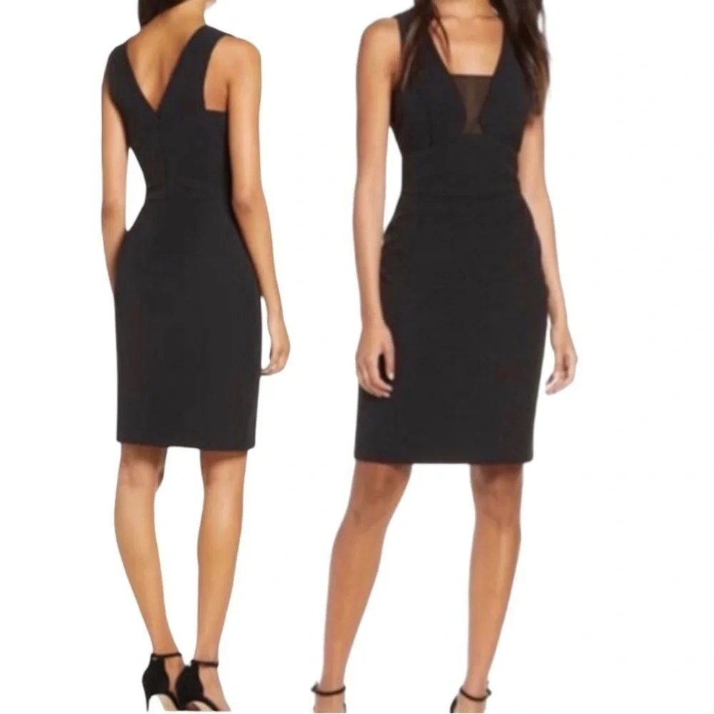 Black Empire Waist Fitted Body Con Sheath Dress by Harlyn Spandex Stretch NWT - Picture 1 of 8